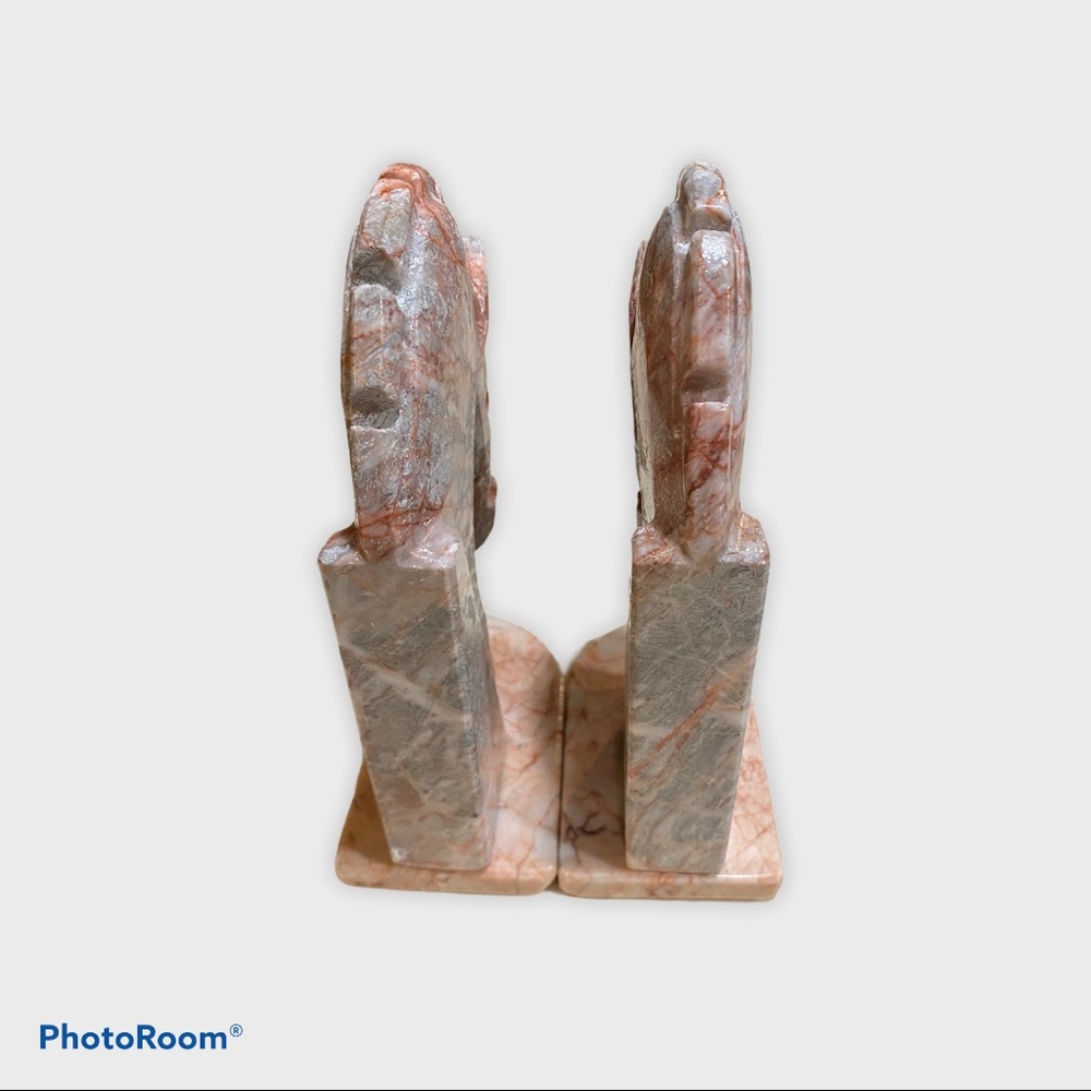 🤎SOLD🤎 Vintage Alabaster Horse Head Bookends - Picture 5 of 6